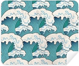 Japanese Ukiyoe Classical Pattern Wave Cleaning Cloth Screen Cleaner 2pcs Suede Fabric
