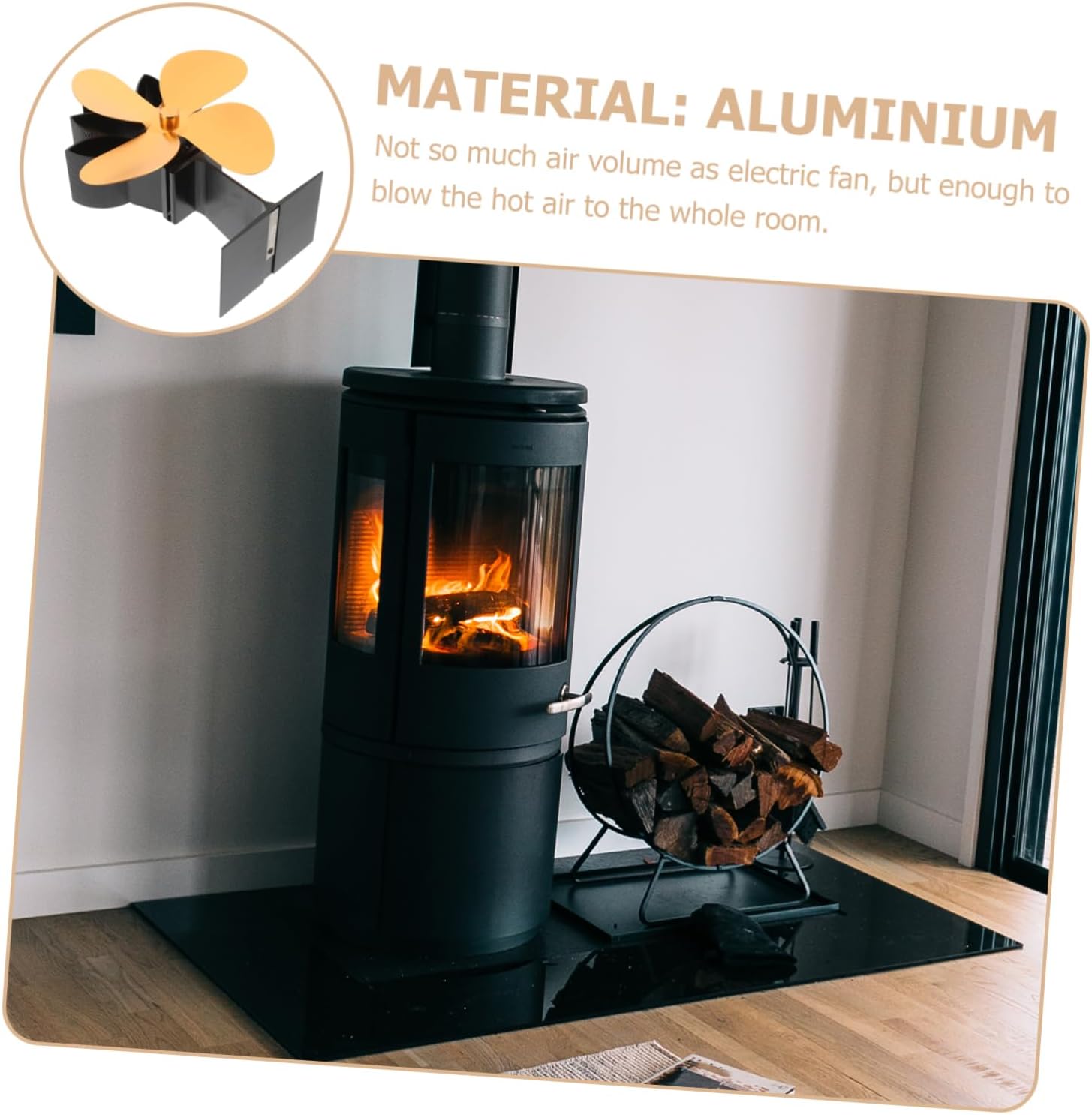 MERRYHAPY Fireplace Fan Stove Heat-powered Fan Silent Warm Air Blower Overheat Protection Energy Efficient