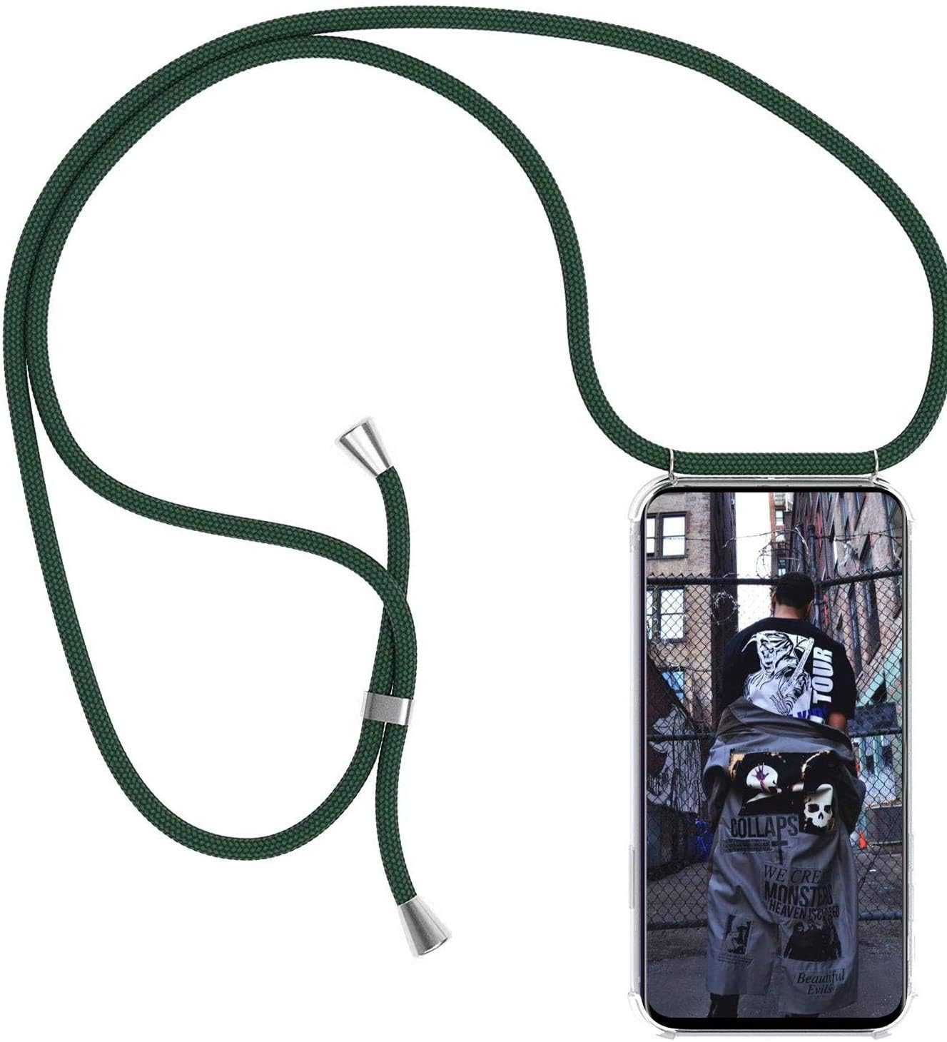 Lanyard Case for Oppo Reno 2 Smartphone Cover Ultra-Slim Transparent Silicone Crystal Soft Flexible TPU Gel Case Necklace Crossbody Phone Case with Strap Adjustable Length Necklace