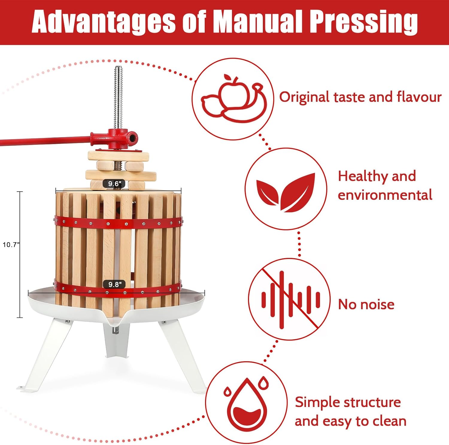 3.2 Gal Manual Fruit Wine Press with A Filter Bag, Manual Juice Maker, Hand Juicer Squeezer for Honey Wine Cheese Olive Oil Apple Grape Cider, Triangular Design, Wine Making for Kitchen Outdoor