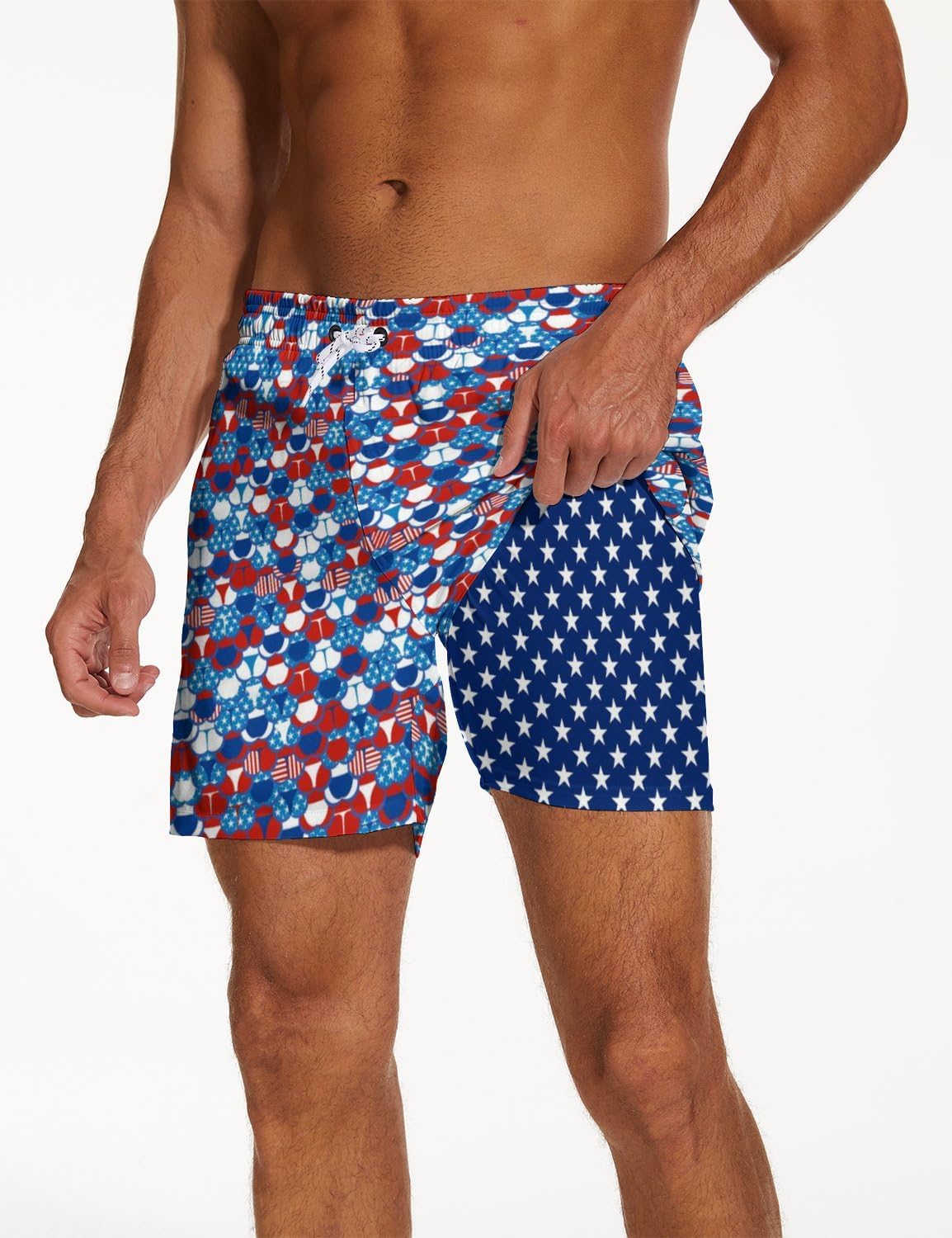 Men's Swim Trunks with Compression Liner 5" Inseam Mens Quick Dry Board Shorts with 4 Pockets for Beach Vacation - Image 8