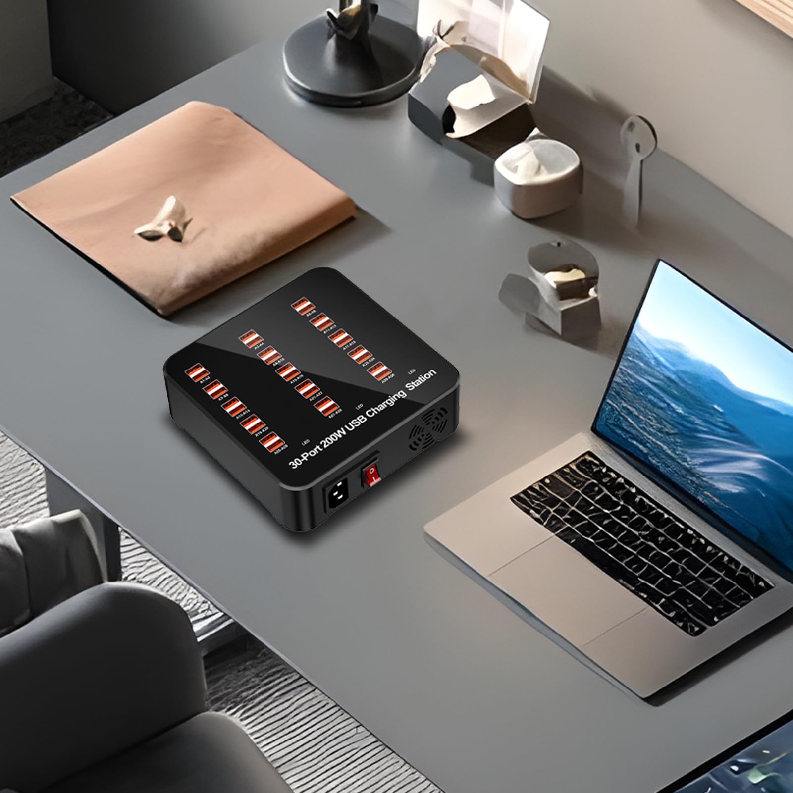 Estación de Carga USB Base de Alimentación Múltiple | Enchufe Inteligente Portátil Para Smartphone Tablet Escritorio
