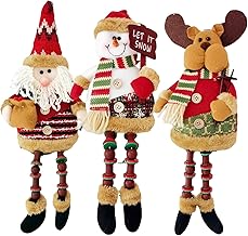ALASSE Estatuetas de Natal, Natal sentado Papai Noel boneco de neve rena enfeite de Natal, decoração de lareira de mesa de pernas longas, estatuetas de decoração de casa
