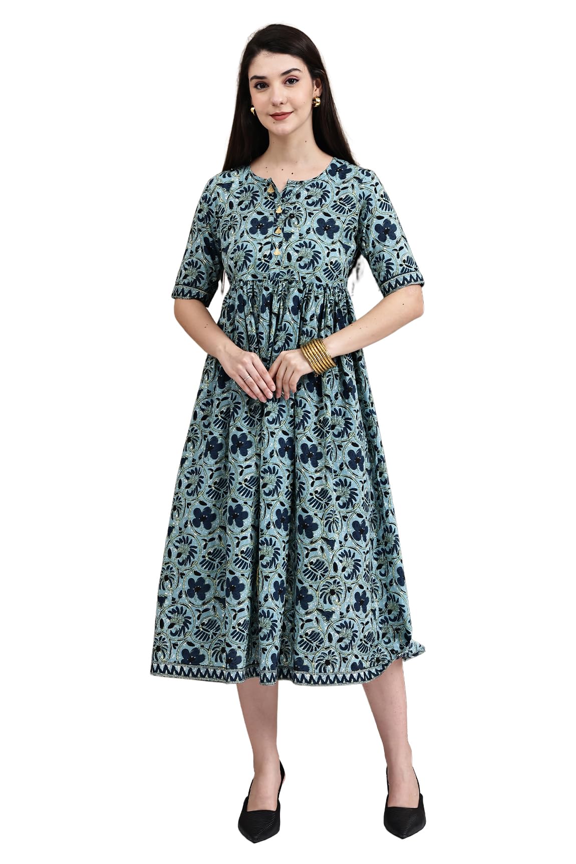 Women's Pure Cotton Jaipuri Printed Gown (JOPLJPR138Q-P_Sea Green_P)-image-44