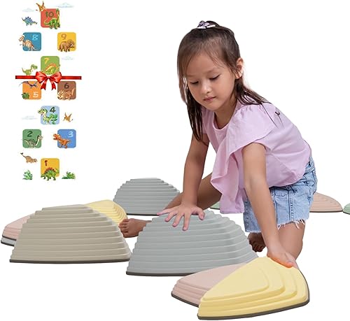 Miniatura 7 de 12 piezas de piedras antideslizantes para carreras de obstáculos para niños, para interiores y exteriores, patio de recreo sensorial, para