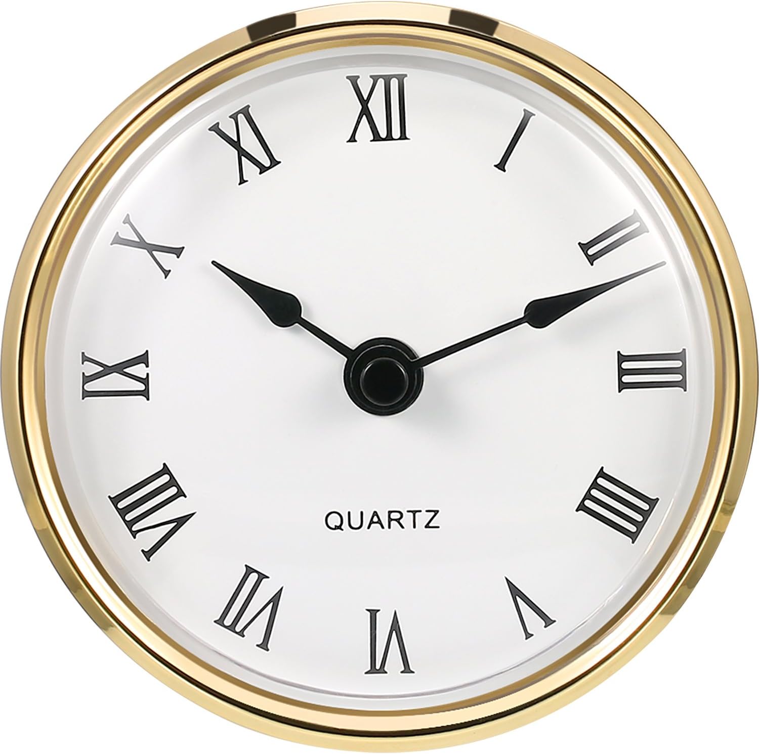 Hicarer 3-1/8 Inch (80 mm) Quartz Clock Insert/Fit-up Roman Numeral Wall Clock Quartz Movement White Dial Gold Trim Battery Operated for Kitchen Home Living Room Bedroom School