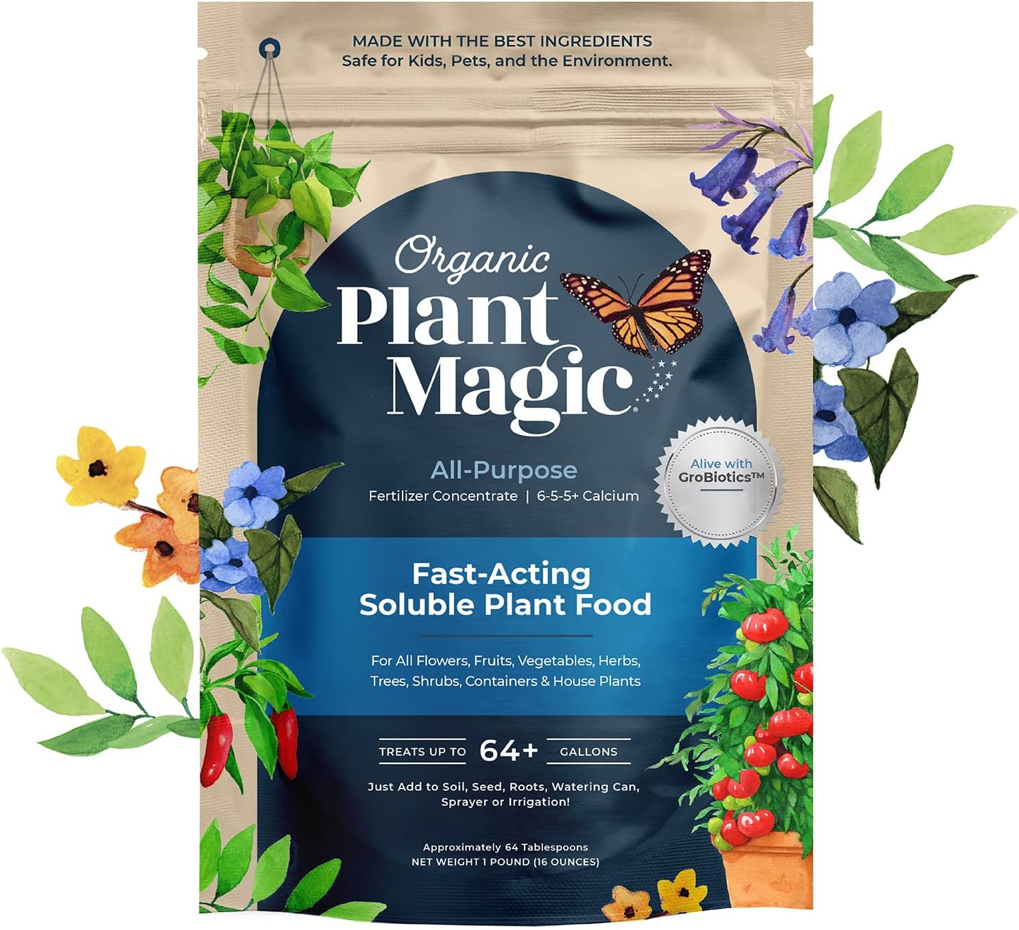 Organic Plant Magic Fast-Acting Soluble Plant Food All-Purpose Fertilizer Concentrate + Slow Release Granular Fertilizer Long-Lasting Plant Food Granules