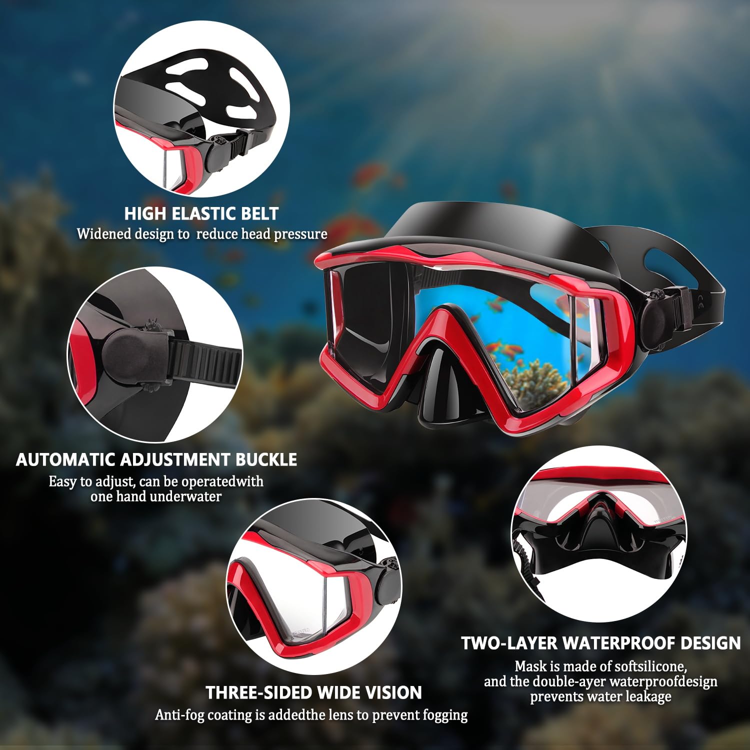 AQUA A DIVE SPORTS - Máscara de buceo para adultos para adultos (máscara de snorkel, para adultos
