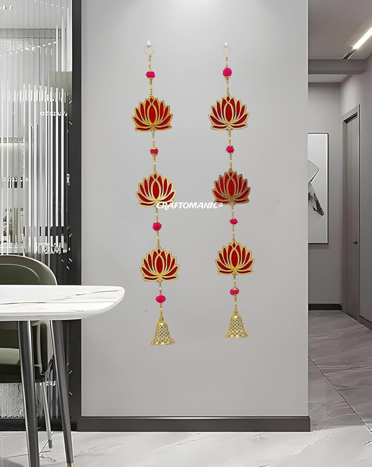 Craftomanic® Handcrafted Rajasthani Bells Kalash Design Wall Hanging Decorative