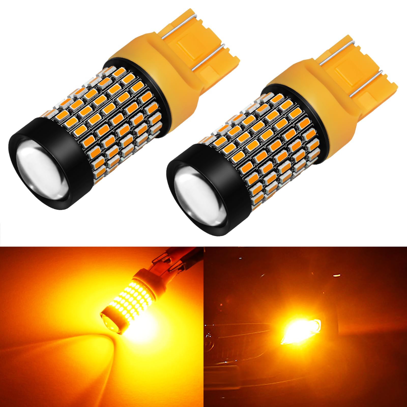PHINLION 7443 7444 LED Amber Blinker Bulbs