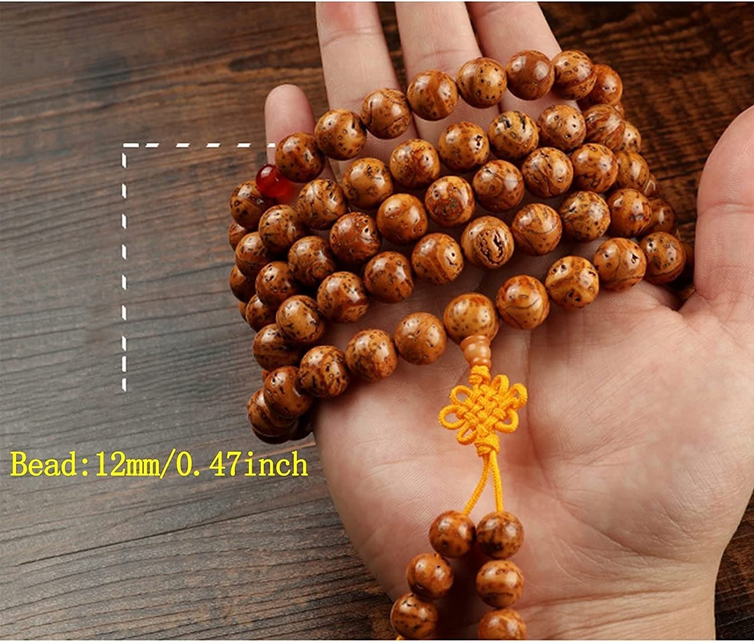 Mala Méditation Bouddhiste Collier de Perles de Prière, Bracelet, 108 Mala Bracelet Bois Bodhi, Perle de Prière en Bois Naturel for Méditation Bouddha Manchette Bouddhiste Tibétain Collier Bijoux