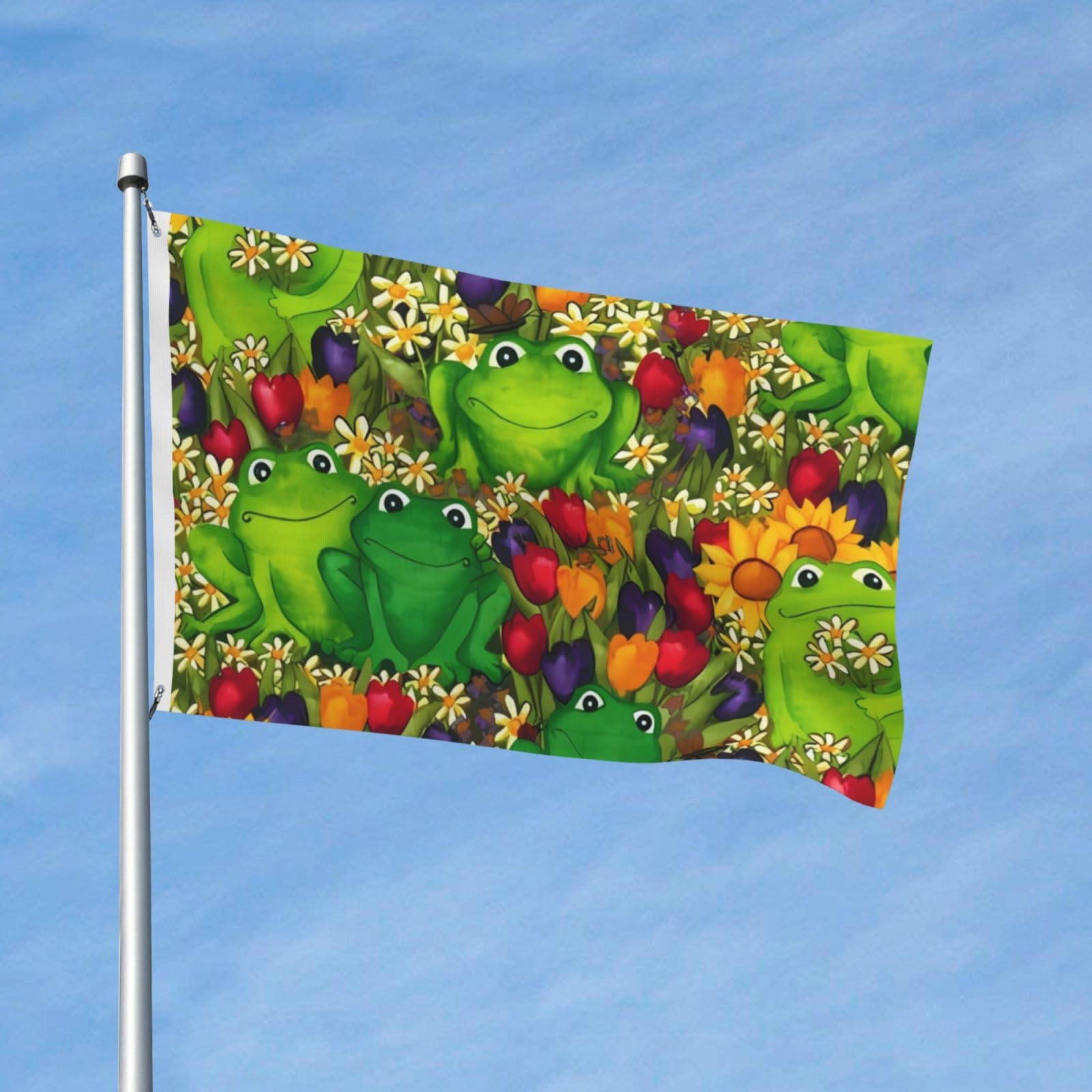 Gartenflagge »Frosch Trinkt Saft« – Doppelseitig, 90 X 150 Cm, Wetterfest & UV-beständig