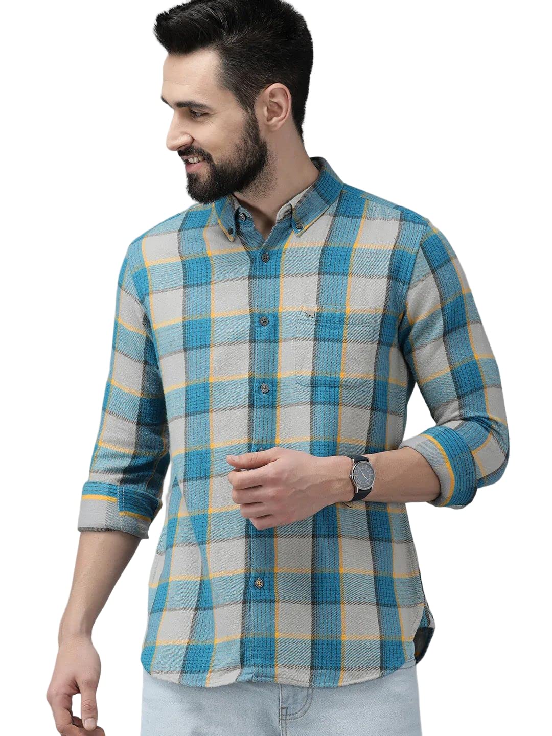 THE BEAR HOUSE Men’s Cotton Multi Colour Checked Heavy Flannel Shirt Casual Shirt | 3XL |TBH-POSA-MC-3XL |