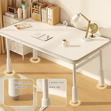 Standing Desk Adjustable Height, Sit Stand Up Desk, White Office Desk, Ergonomic Computer Desk, Gaming Desk with Carbon Steel Legs, for Home, Office, School(100x60cm/39.3x23.6in)