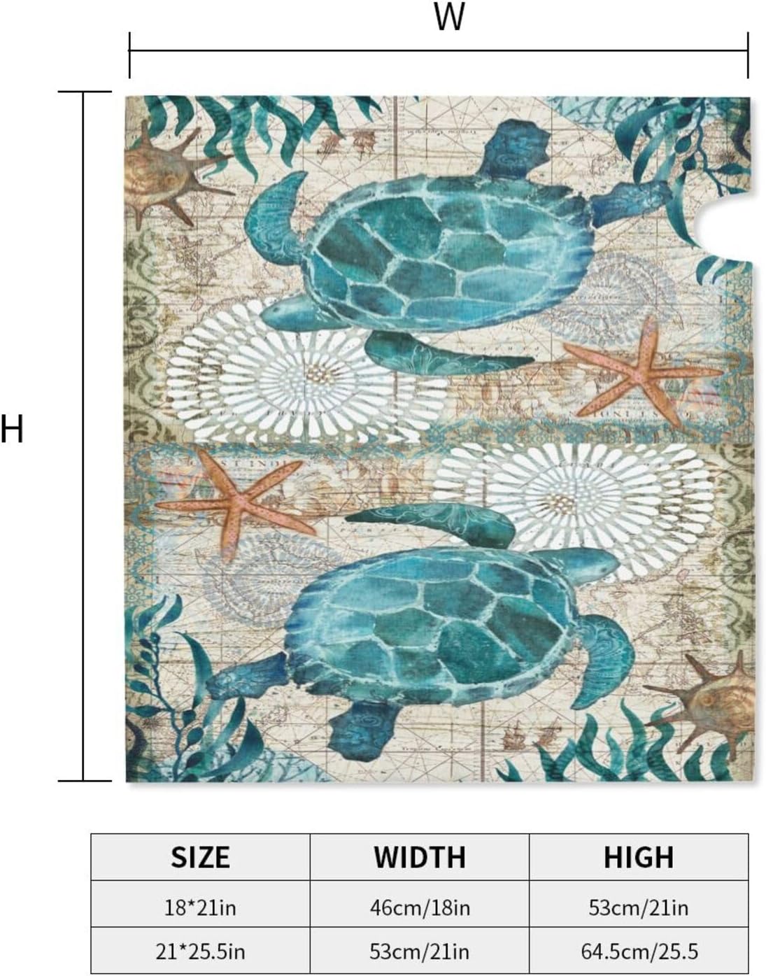 Blue Sea Turtle Mailbox Cover Magnetic Nautical Map Retro Ocean Mailbox Wraps Post Box Cover Décor 21x18 in