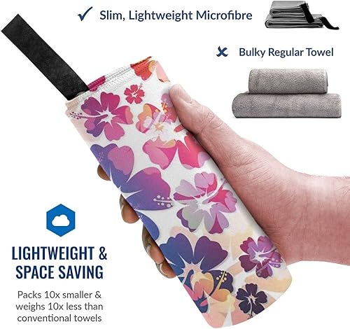 Miniatura 3 de Toalla de playa de microfibra con estampado de flores hawaianas para adultos, 31.5 x 63 pulgadas, toallas de playa de viaje de gran tamaño con