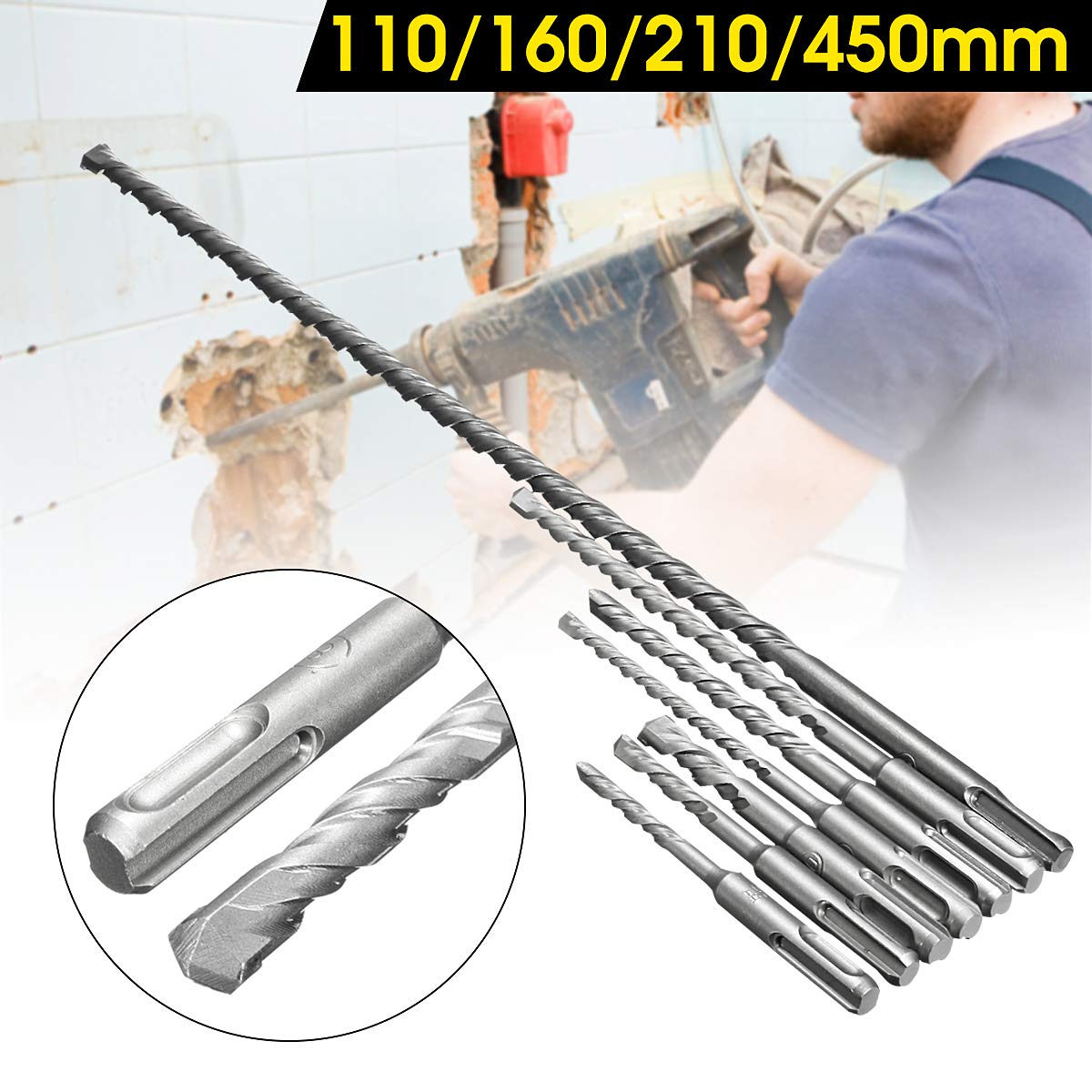 10 pz SDS Plus gambo rotondo trapano elettrico a percussione per trapano trapano trapano in calcestruzzo, piastrelle di ceramica, pietra, metallo, plastica
