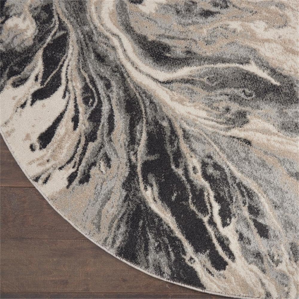 Inspire Me! Home Décor Elegance Multicolor 5'3" x Round Area Rug - Easy Clean, Non Shedding, Bed Room, Living Room, Dining Room, Kitchen (5' x Round)