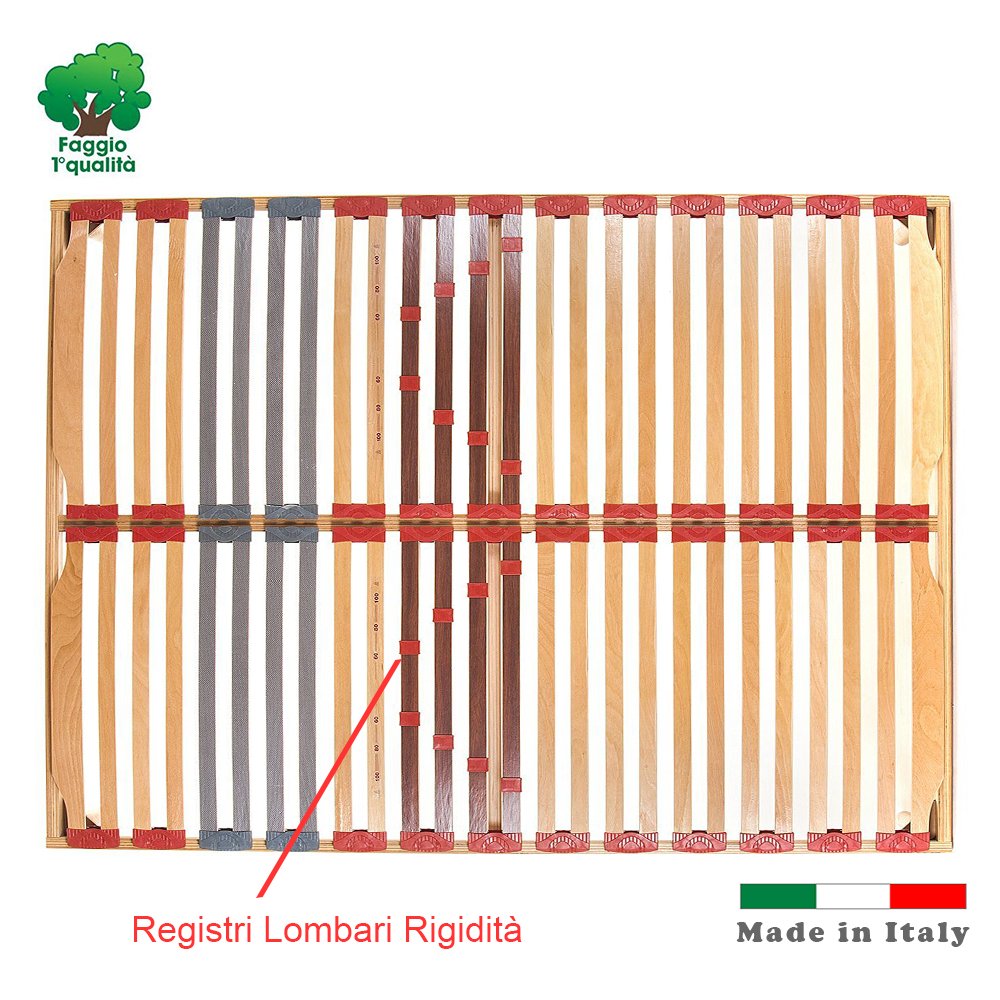 Rete Matrimoniale 160x190 In Legno Di Faggio - Doghe Ammortizzate Con Regolatori Lombari - Foto 7