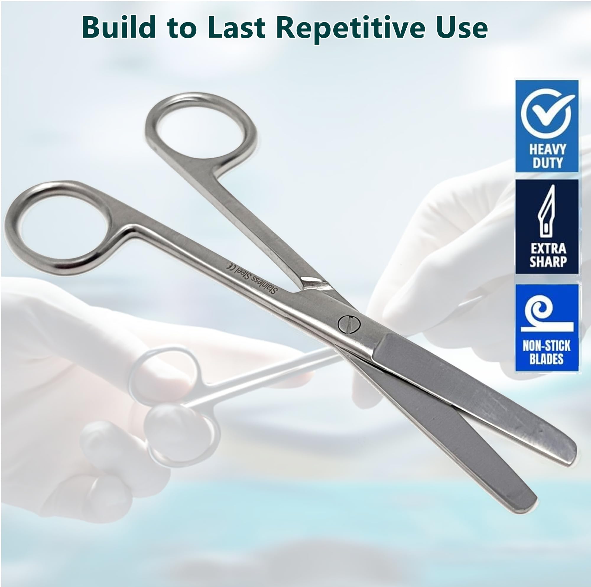 HIGH Grade AUTOCLAVABLE PACIFATED Stainless Steel Dissecting Operating Scissors 5.5" Blunt Blunt Straight (HTI BRAND) — Amazon image 5