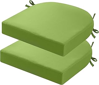 Stuhlkissen für draußen, 2er-Set, Terrassenstuhlkissen für Gartenmöbel, wasserdicht, mit Bändern, Sitzkissen für draußen, Terrassenstuhlpolster, Esszimmerstuhl, 40X40, Grün