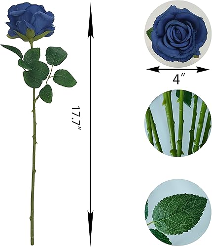 Miniatura 78 de ATFL 12 rosas artificiales de seda con flores de color rosa, rosas artificiales a granel, diámetro floral de 4 pulgadas, rosa artificial de seda