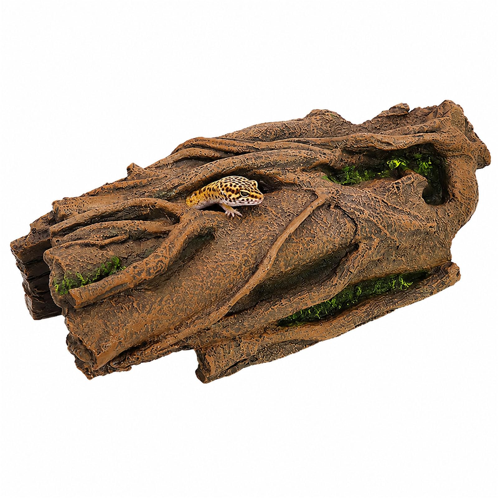 YLME Nascondiglio per rettili Caverna in Resina per rettili Nascondiglio | Decorazione naturale per terrario con texture realistica di albero per gechi, serpenti, lucertole, tartarughe e anfibi