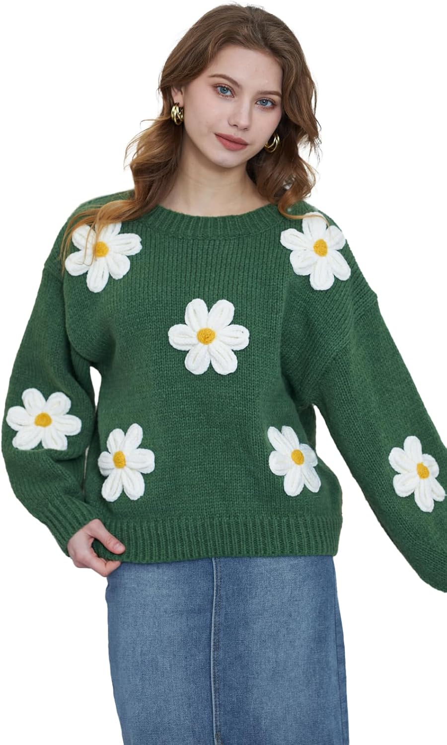 Migratory Bird Guide™ Floral Crewneck Long Sleeve Sweaters for Women 2024 Trendy