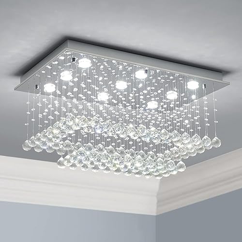 Saint Mossi K9 Crystal Chandelier Light Fixture with 9 Lights and 2-Tier,Modern Flush Mount Ceiling Light Fixtures Modern Chandelier for disponible en Yaxa Colombia