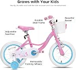 JOYSTAR Fairy 12" 14" 16" 18” Inch Kids Bike with Training Wheels & Handbrake for 2-9 Years Old Girls (Pink & Purple)