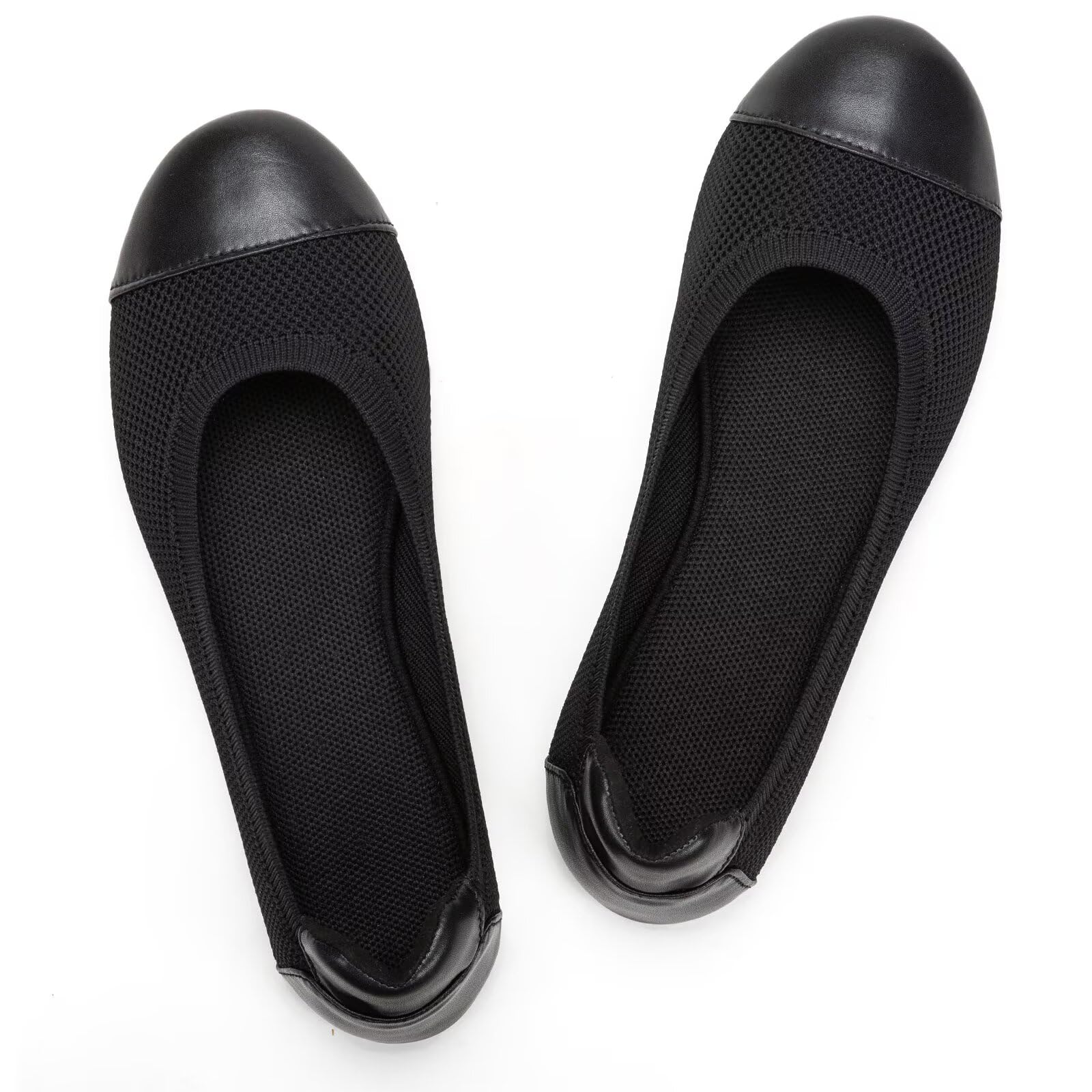 Frank Mully Women's Ballet Flats Round Toe Walking Flats Slip On Work Shoes Knitted Flats Shoes for Woman Soft Lightweight