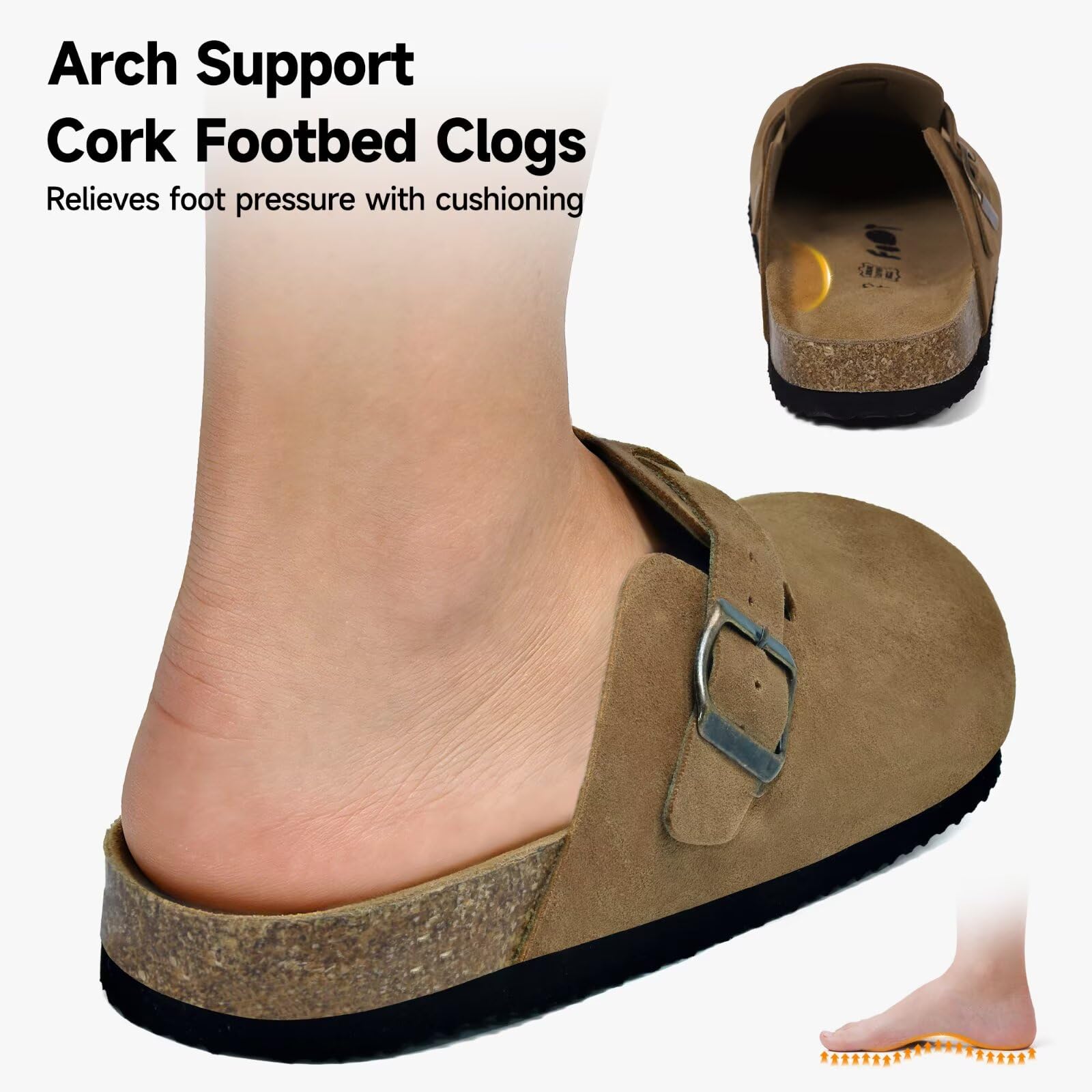 Zuecos y Mules para Hombre Pantuflas con Plantilla de Corcho Cerradas Hombre Mules 41-46 EU