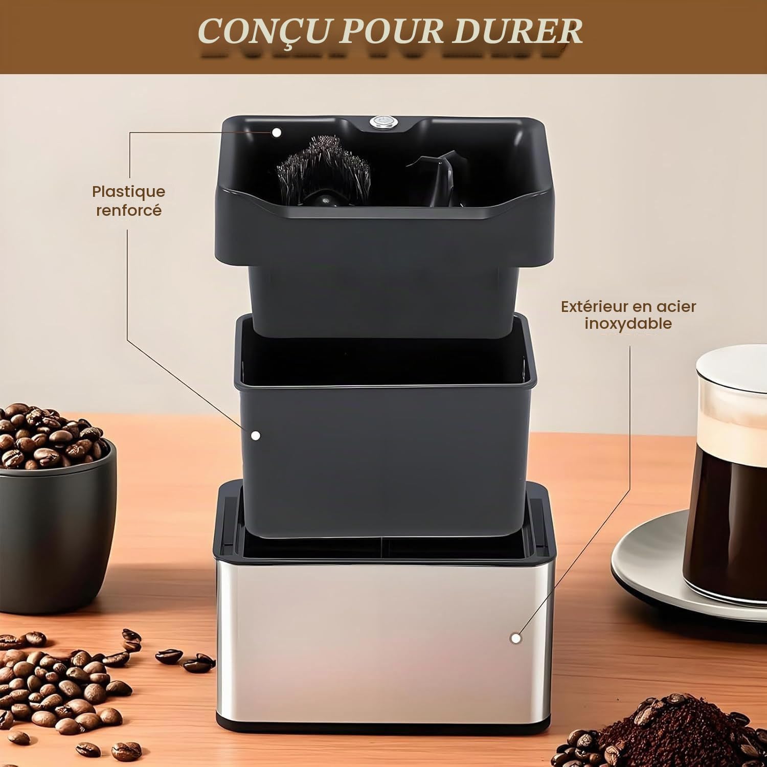 Nettoyeur de Porte-Filtre à café électrique, Nettoyeur de poignée de Marc de café, têtes de Brosse Doubles, Rotation 300/min, pour cafés domestiques ou commerciaux Silver