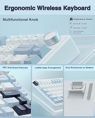 Miniatura 8 de AULA - Teclado mecánico inalámbrico F75 75% con montaje en junta, teclas intercambiables, interruptores Reaper prelubricados, retroiluminación RGB,