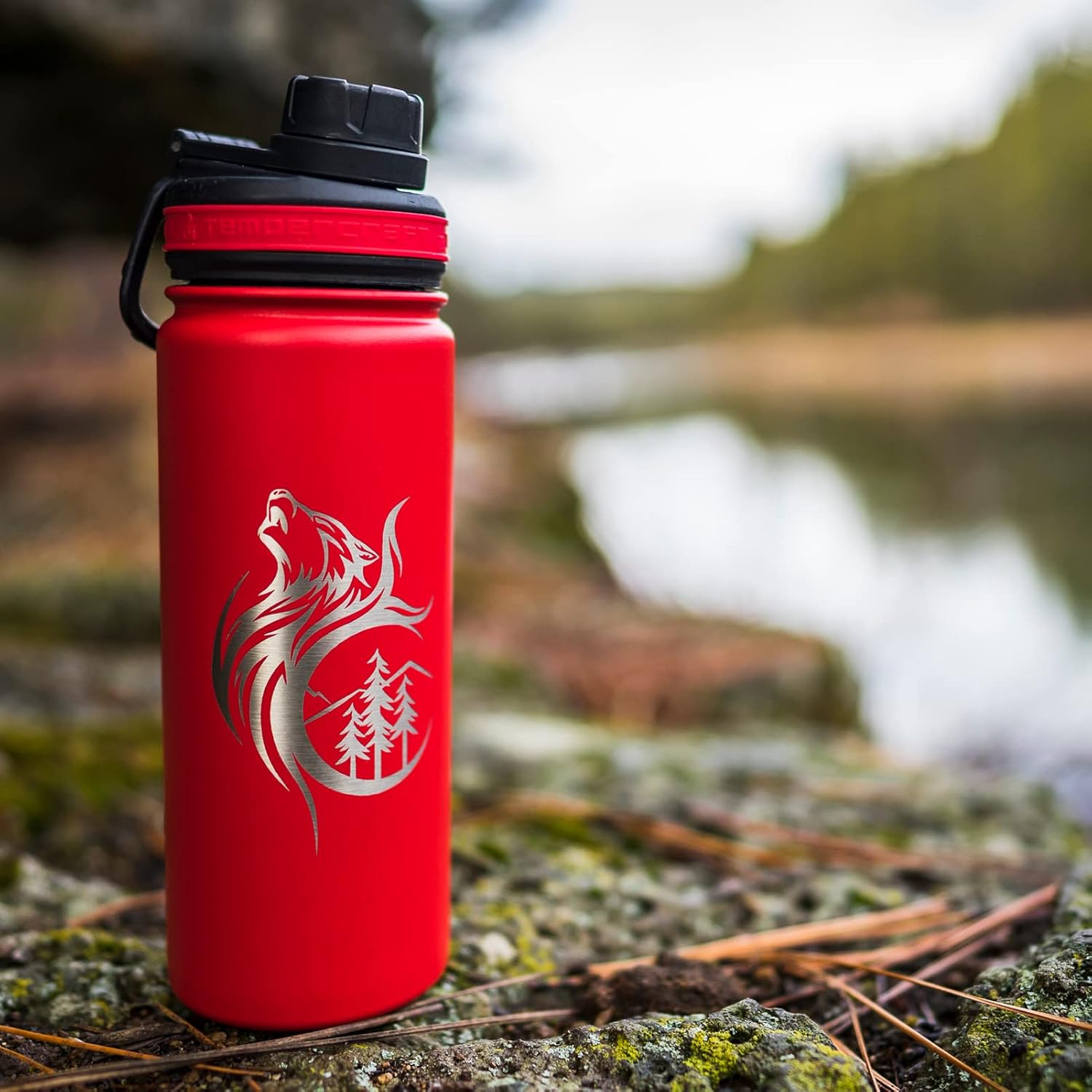 Tempercraft 18 oz Vacuum Insulated Sport Bottle | Custom Laser Engraved Options | Stainless Steel, Double-Walled, Wide Mouth