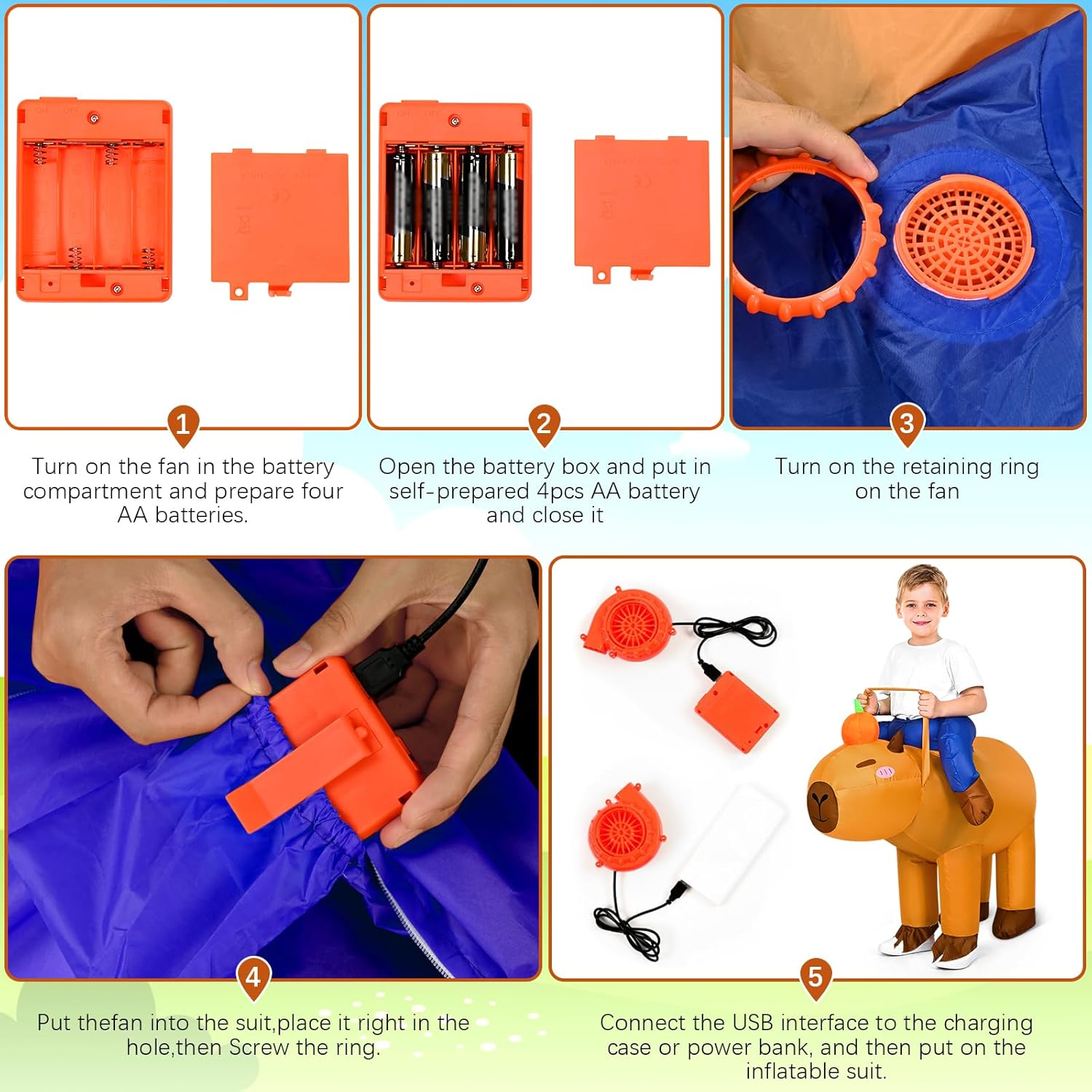 Capybara Costume for Girls Boys Kids, Funny Animal Blow Up Costumes for Halloween Party Cosplay, Kids Size - Image 6