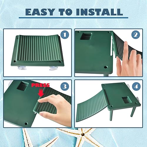 Miniatura 7 de kathson Plataforma para tomar tortugas con ventosas, rampa de escalada de tortuga, escalera, terraza, acuario, tortugas, tanque, decoración de