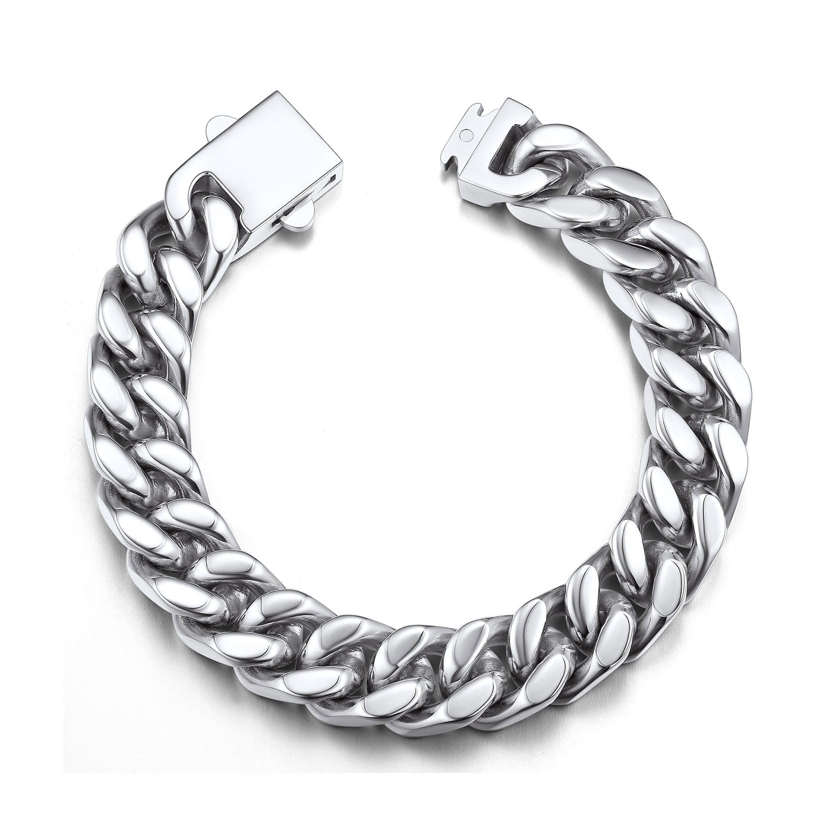 Stainless Steel Bracelets for Men,Cuban Link Mens Bracelet Silver/Black/Gold Plated Classic Chain Wrist Bracelets Jewelry Gifts for Dad Husband 5/7/9/