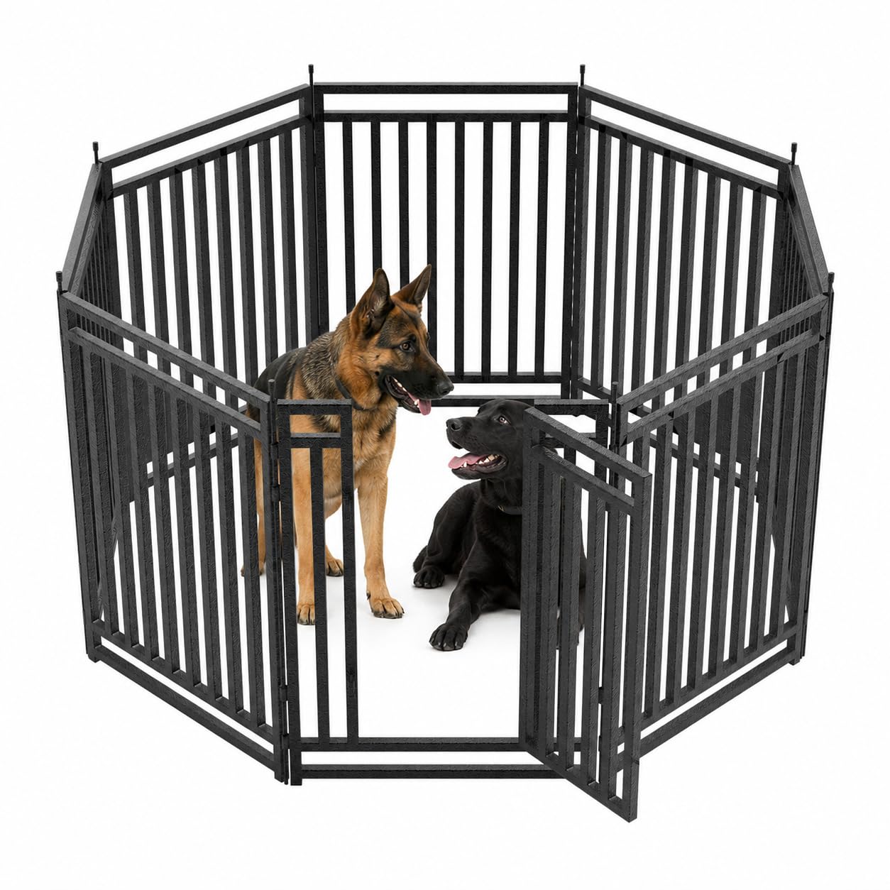 Dog Playpen Metal Dog Fence Outdoor for Yard 47" Height 8 Panels Portable Dog Pen Pet Kennel for RV Camping(Black-Silver)