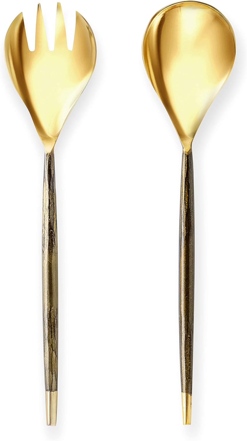 Set of Gold Salad Servers with Bronze HandlesFor Veggie
