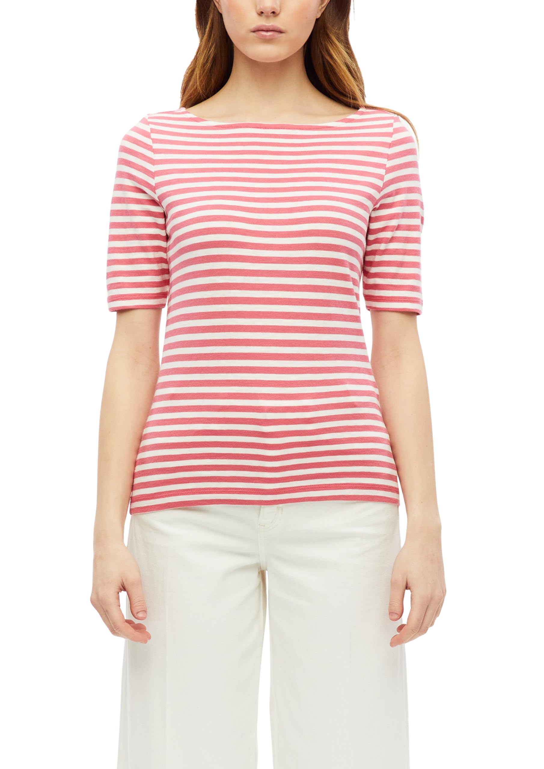 s.Oliver Women's 2180833 Flame Yarn Striped T-Shirt (Pack of 1), Pink, 8