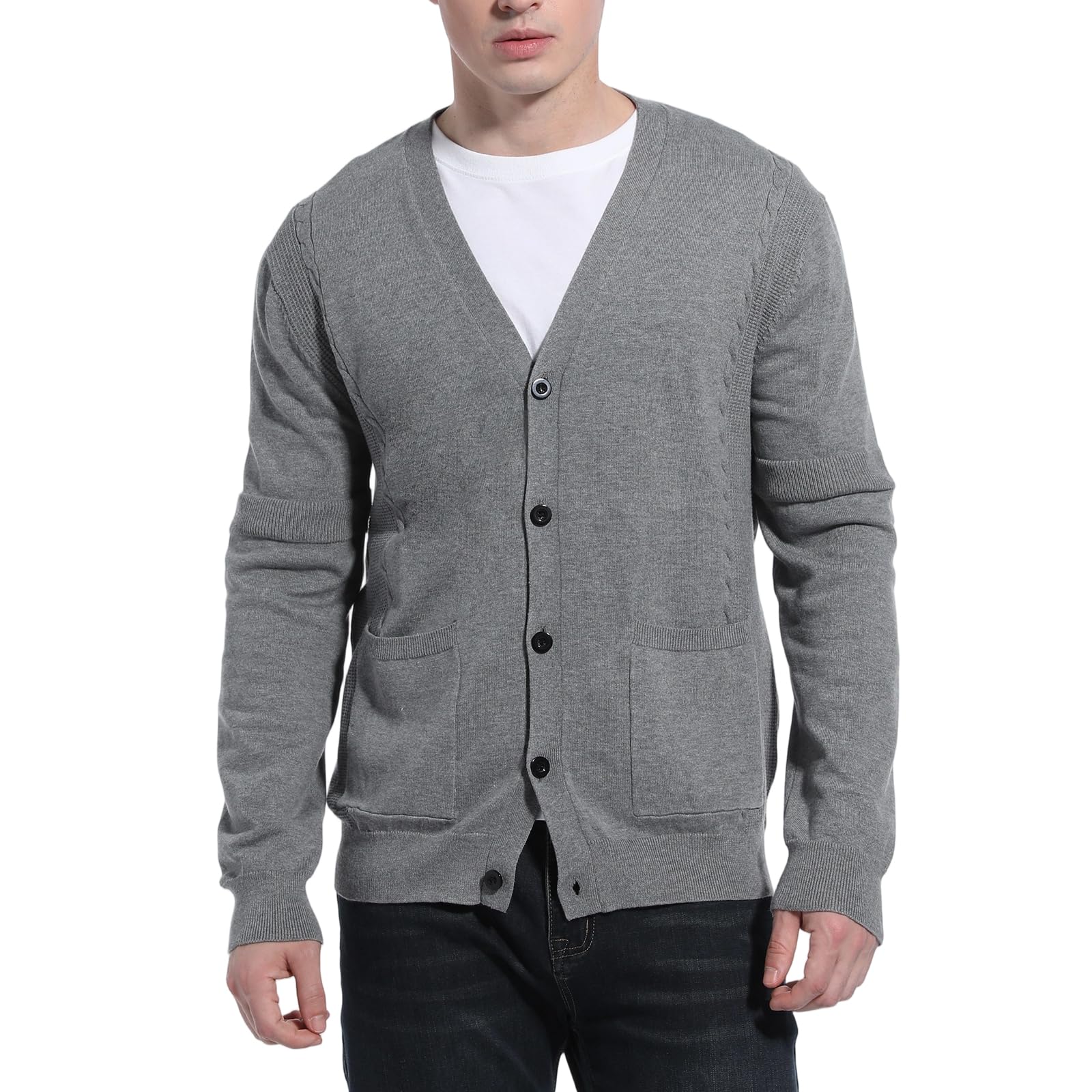 Cardigan da Uomo Maglieria Scollo V Cardigan con Tasche Cotone a Maniche Lunghe Maglione Elegante e Casual Giacca Leggera per Ufficio e Appuntamenti Taglie S-XXL
