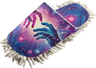 ZENWAWA Mop Slippers Hands Galaxy Print, Funny Slippers Dust Cleaner for Women Men Size:9-12