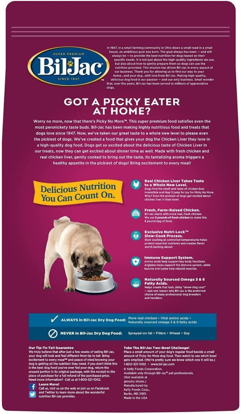 Bil-Jac Picky No More Small Breed Chicken Liver Dry Dog Food 6 Pounds