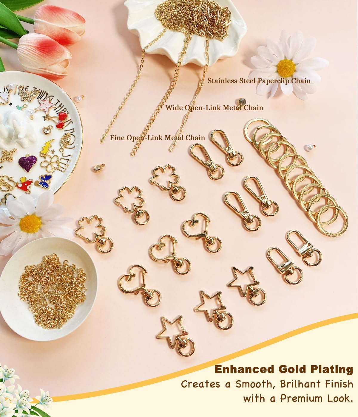 Brisine 397 PCS Chains Making Kit for Lip Gloss Keychains, Bible Charms & Bag Charms DIY, Berry Luxe Color Elements, DIY Craft Supplies Kit for Women, Party Crafts & Handmade Gifts image 4