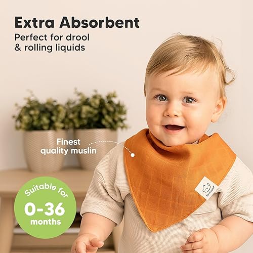 Miniatura 2 de KeaBabies Paquete de 8 baberos de muselina para niños y niñas, baberos de muselina bandana para bebés, niñas y niños, babeo recién nacido, dentición