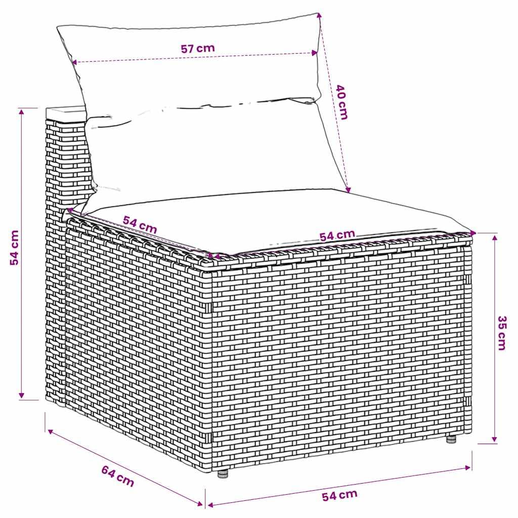 Divano Giardino Senza Braccioli 2 Pezzi Nero Polyrattan | Con cuscini bianco crema, fodera sfoderabile e lavabile, telaio in acciaio, design modulare