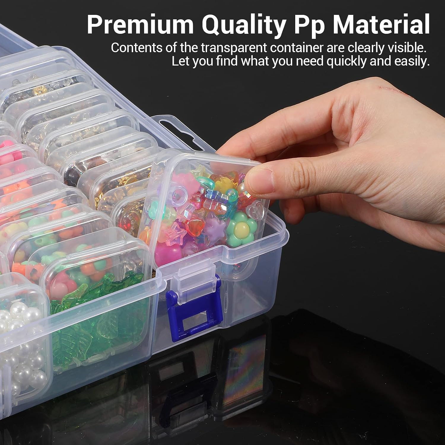 Bead Organizer Box, 2 Pack 110 Pcs Bead Organizers and Storage Plastic Cases, Mini Clear Beads Storage Containers with Hinged Lid for Jewelry, DIY Craft, Fishing Hooks, Pills