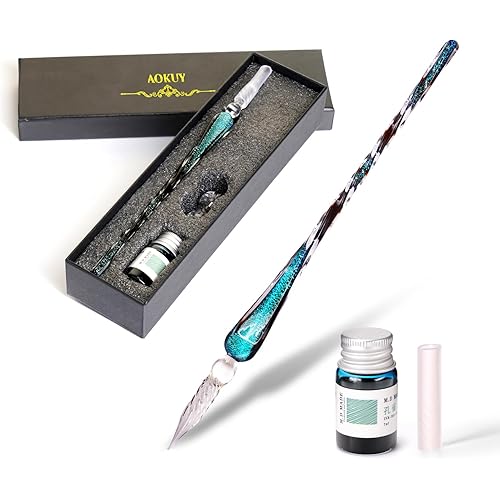Glass Dip Pen Set,Calligraphy Pen,Crystal Signature Pen for Art, Writing, Signatures -Decoration and Business Gift