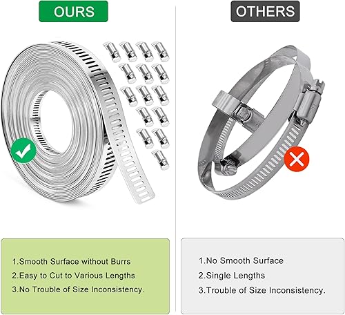 Miniatura 2 de Abrazadera de manguera, fleje de metal de 36 pies con agujeros + 15 sujetadores, abrazaderas de manguera de acero inoxidable, abrazaderas de